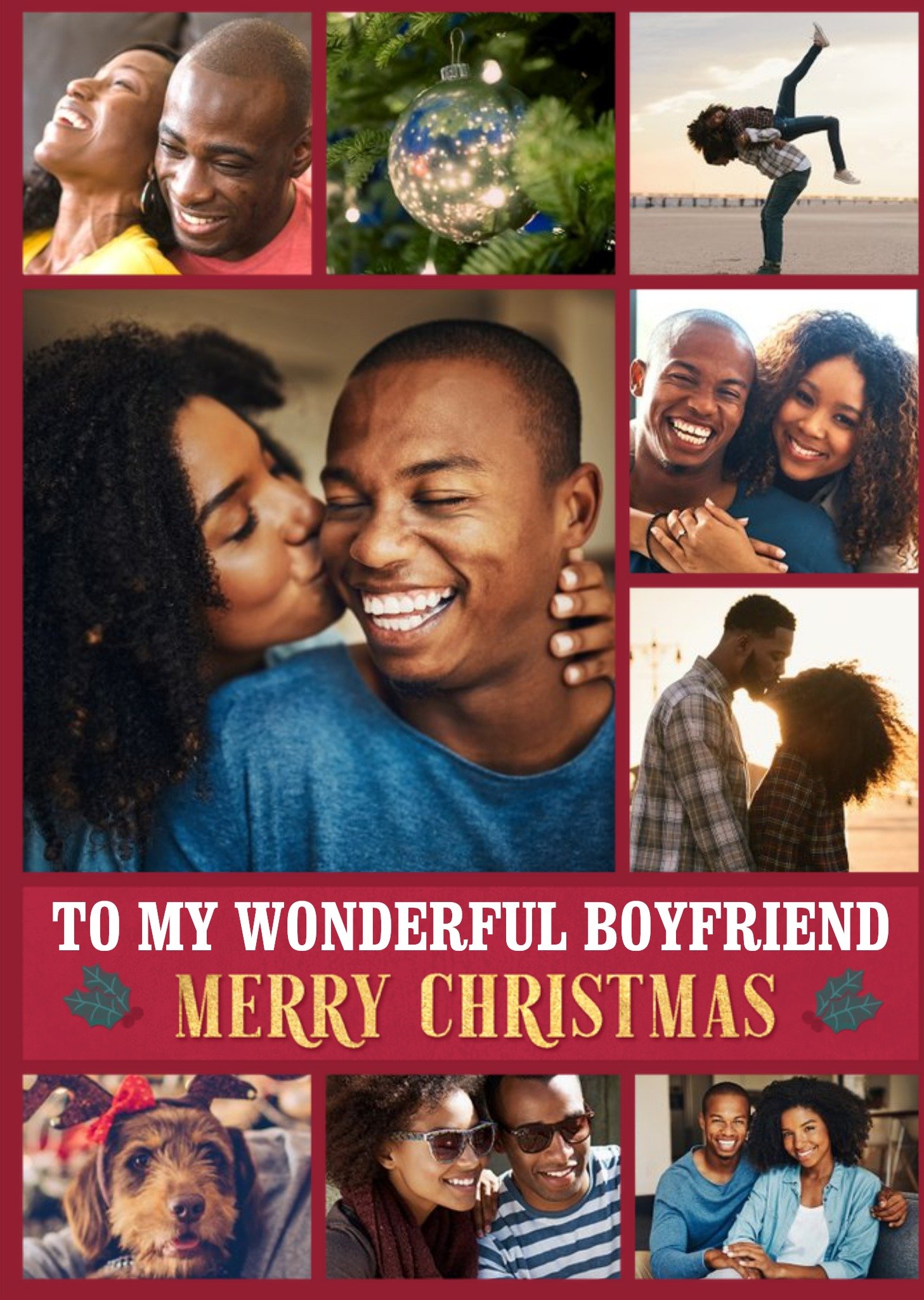 Moonpig Wonderful Boyfriend Multiple Photo Upload Christmas Card, Large