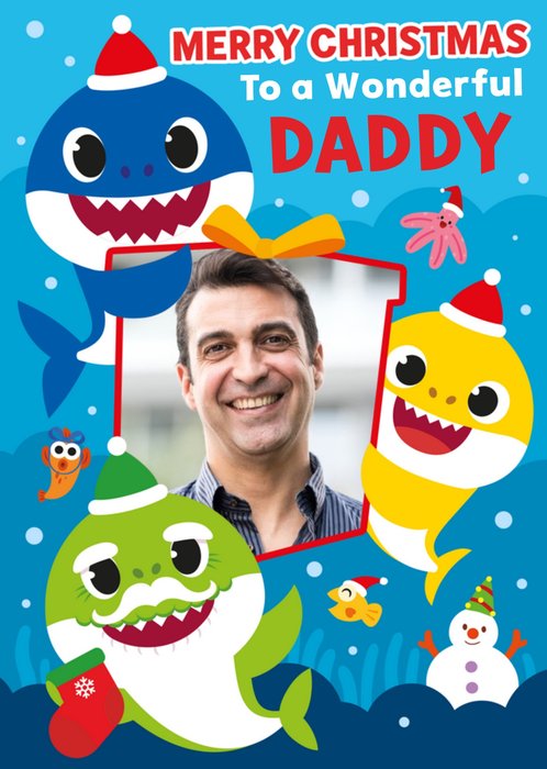 Baby Shark Wonderful Daddy photo upload Christmas card