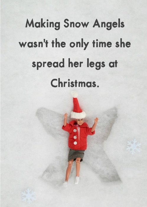 Funny Dolls Rude Making Snow Angels Christmas Card