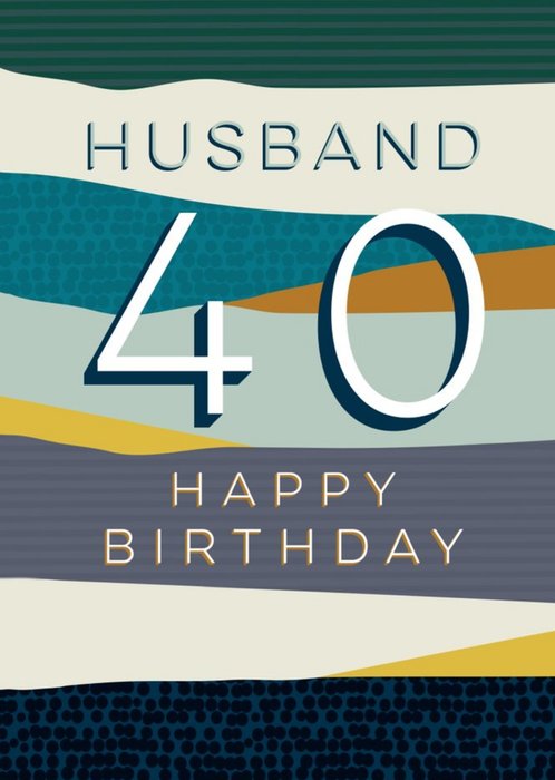 Husband Stripey Pattern 40th Birthday Card