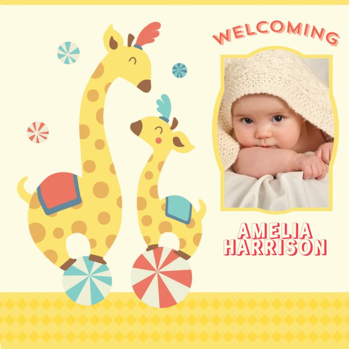 Little Giraffes New Baby Photo Card
