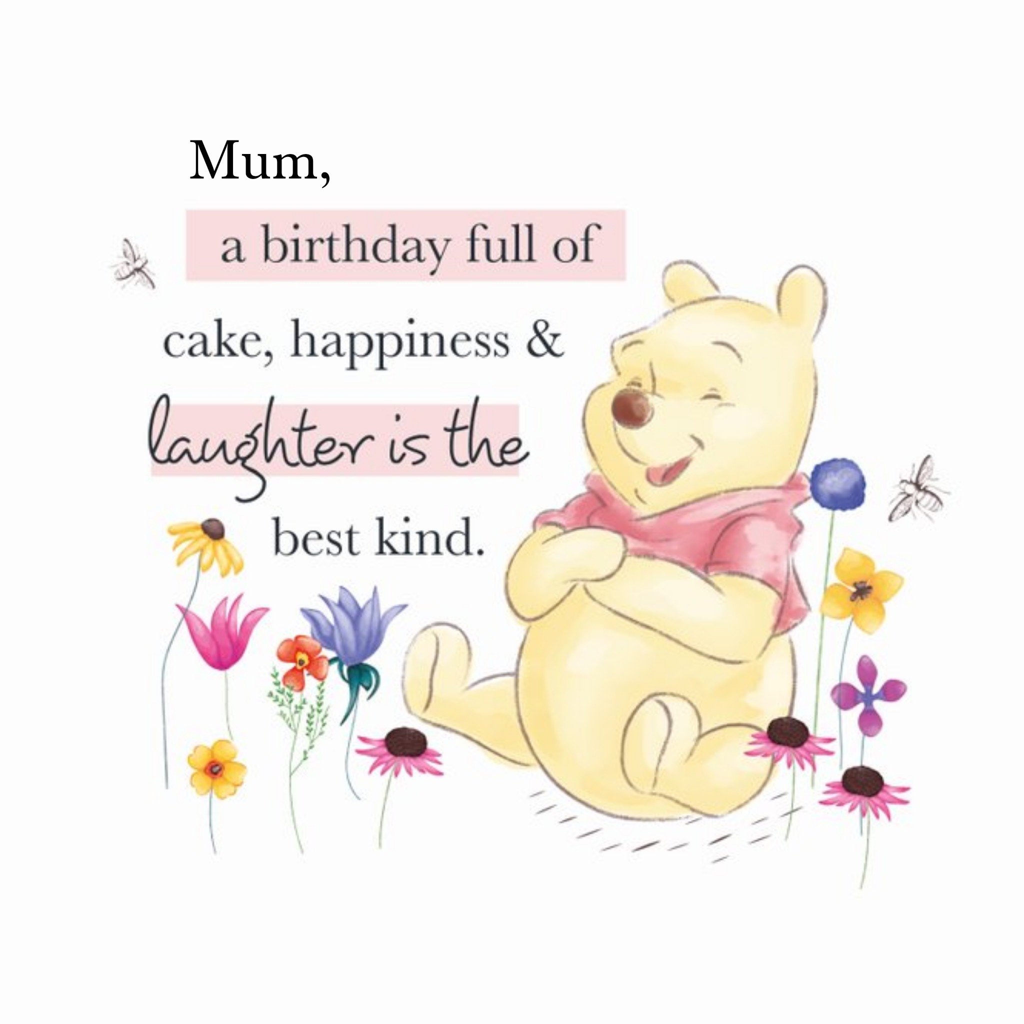 Winnie The Pooh Cake Happiness And Laughter Birthday Card For Mum, Large