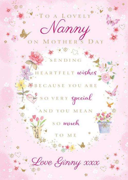 To A Lovely Nanny Mothers Day Card