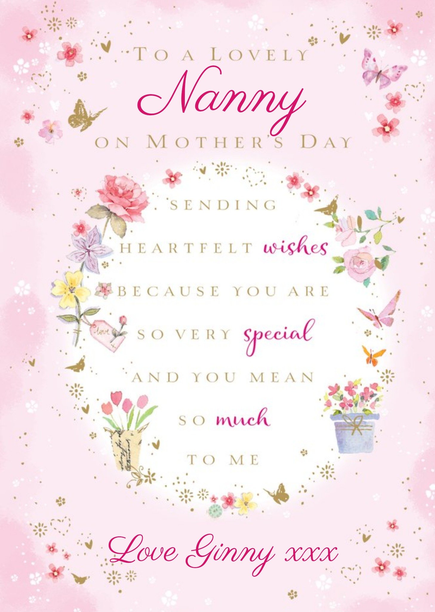 Ling Design To A Lovely Nanny Mothers Day Card, Large