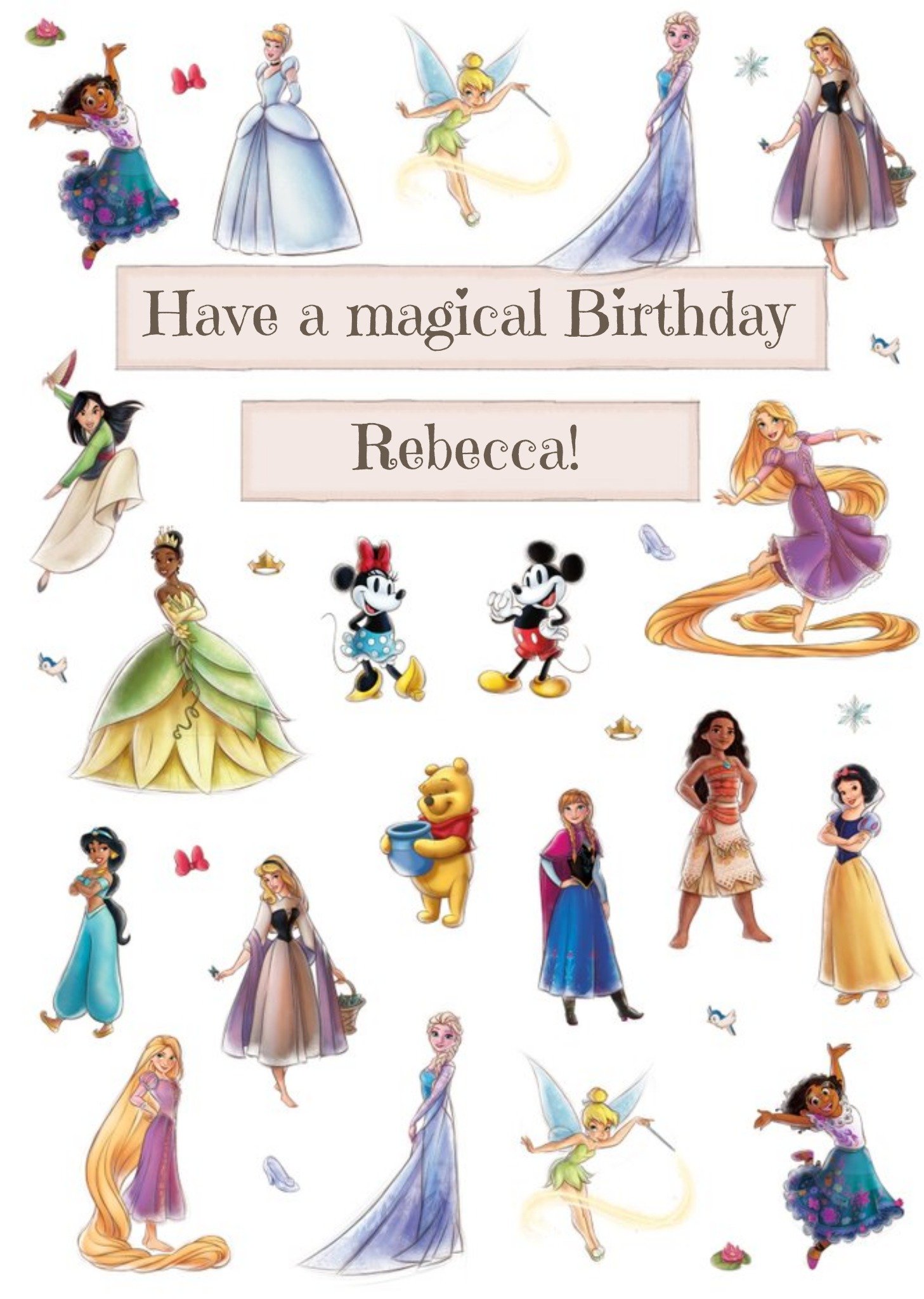 Famous Characters Princesses And Winnie The Pooh Disney 100 Birthday Card Ecard