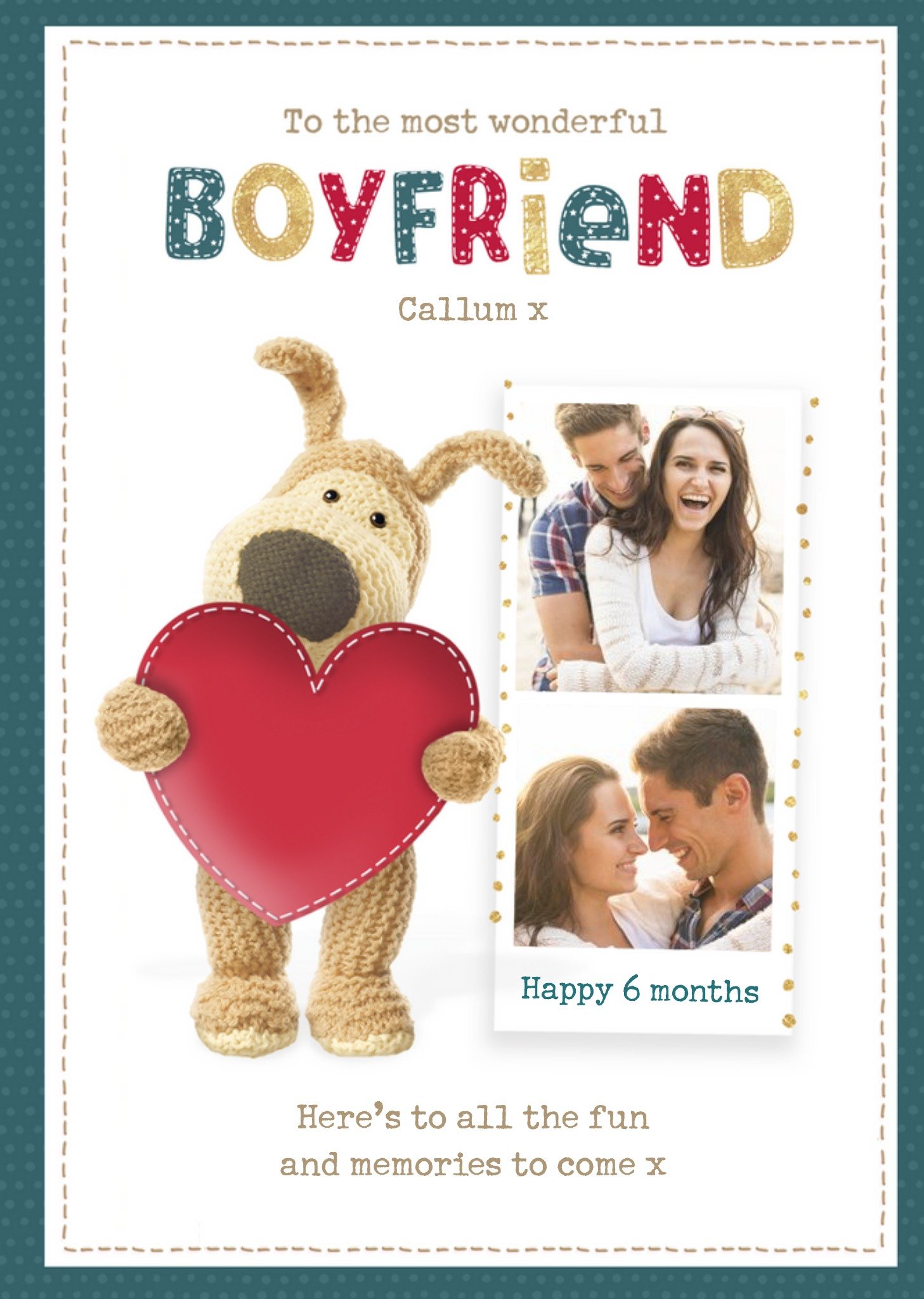 Boofle Cute Sentimental Boyfriend 6 Month Anniversary Photo Upload Card, Large