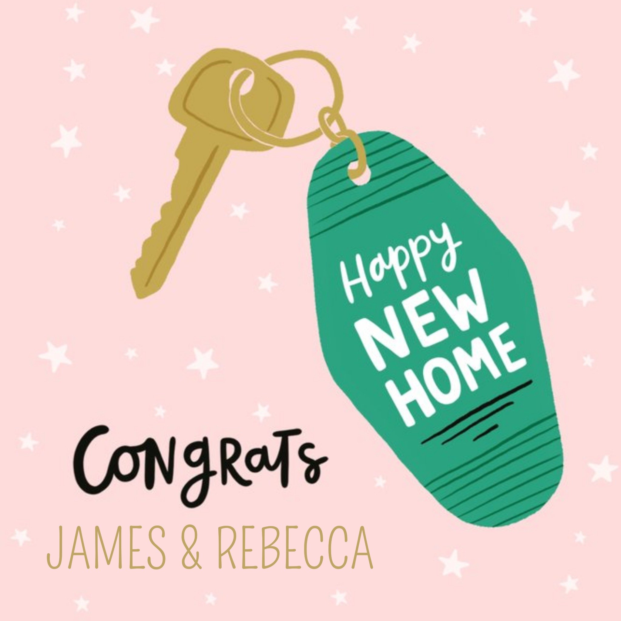 Moonpig Illustrated House Key New Home Card, Square