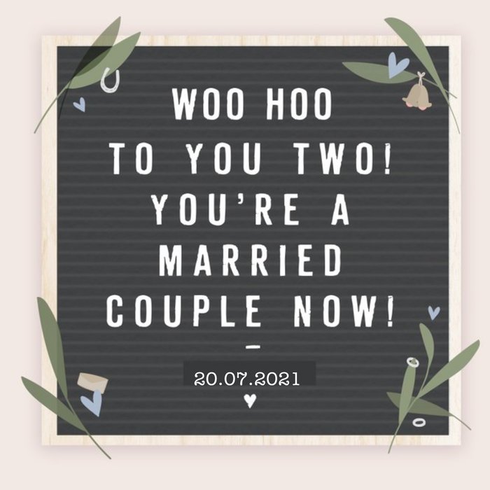 Woo Hoo To You Two You Are A Married Couple Now Wedding Congratulations Card