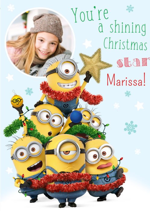 The Minions Youre A Shining Christmas Star Photo Card