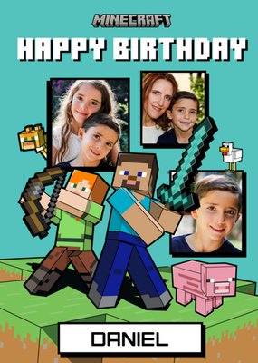 Minecraft Multi Photo Upload Birthday Card