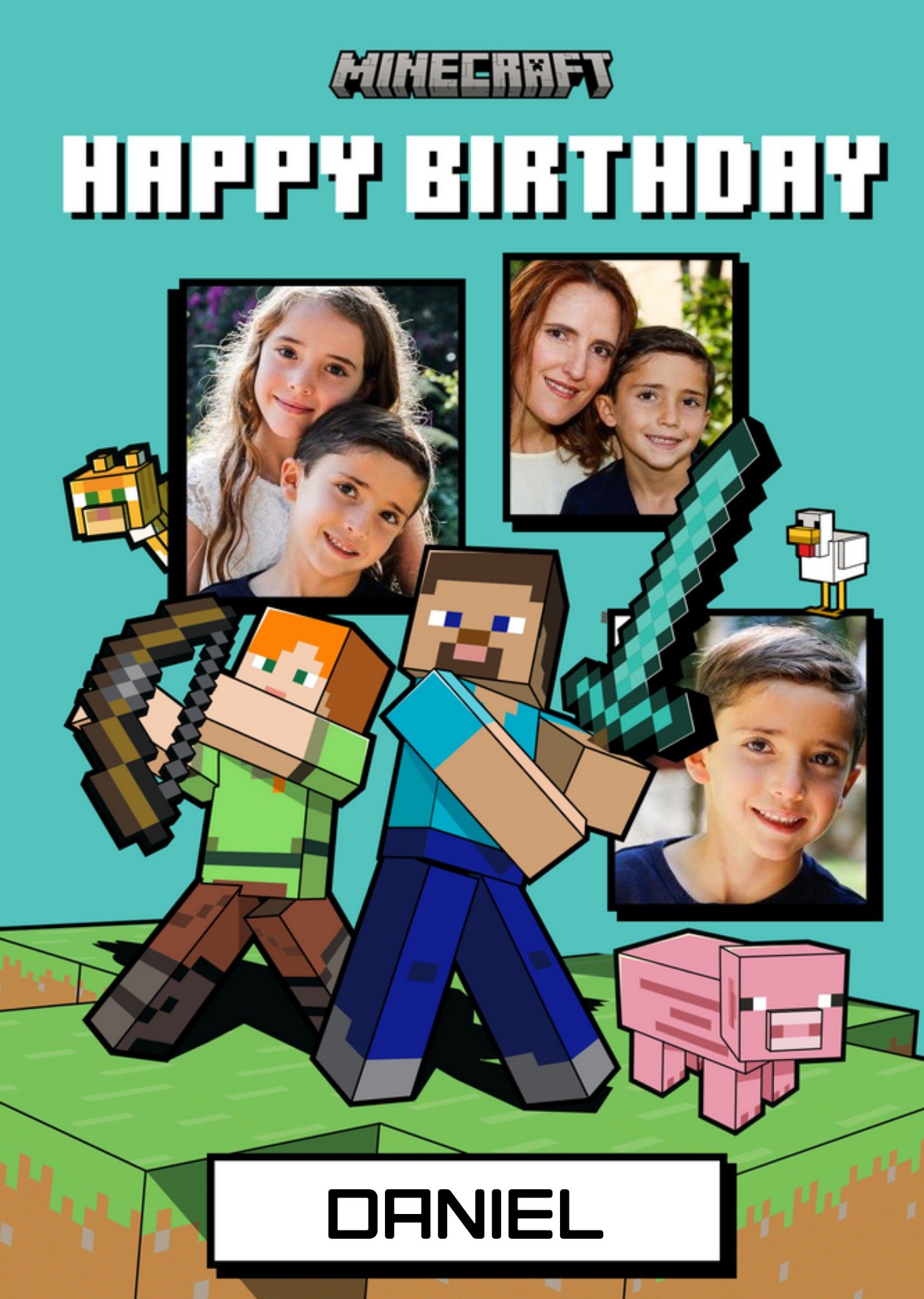 Moonpig Minecraft Multi Photo Upload Birthday Card Ecard