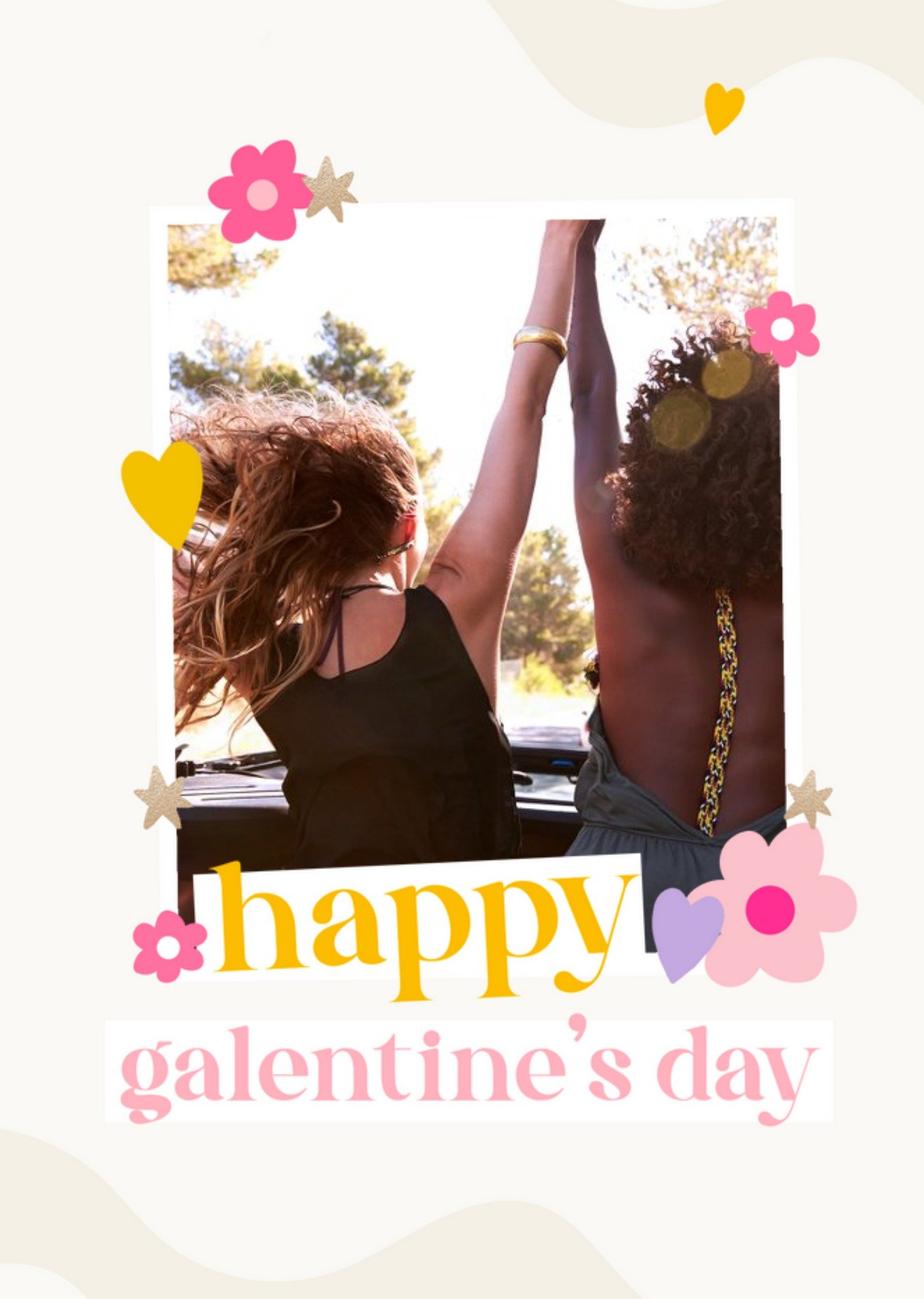 Photo Upload Typographic Galentines Day Card Ecard