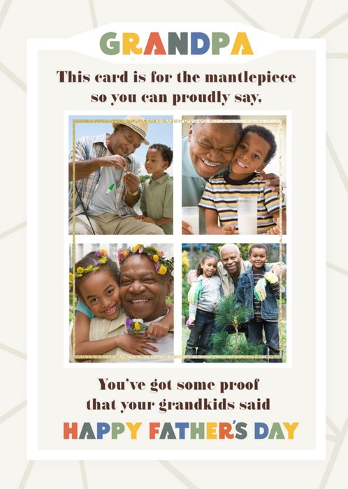 Multiple Photo Frames With Colourful Text Grandpa's Photo Upload Father's Day Card