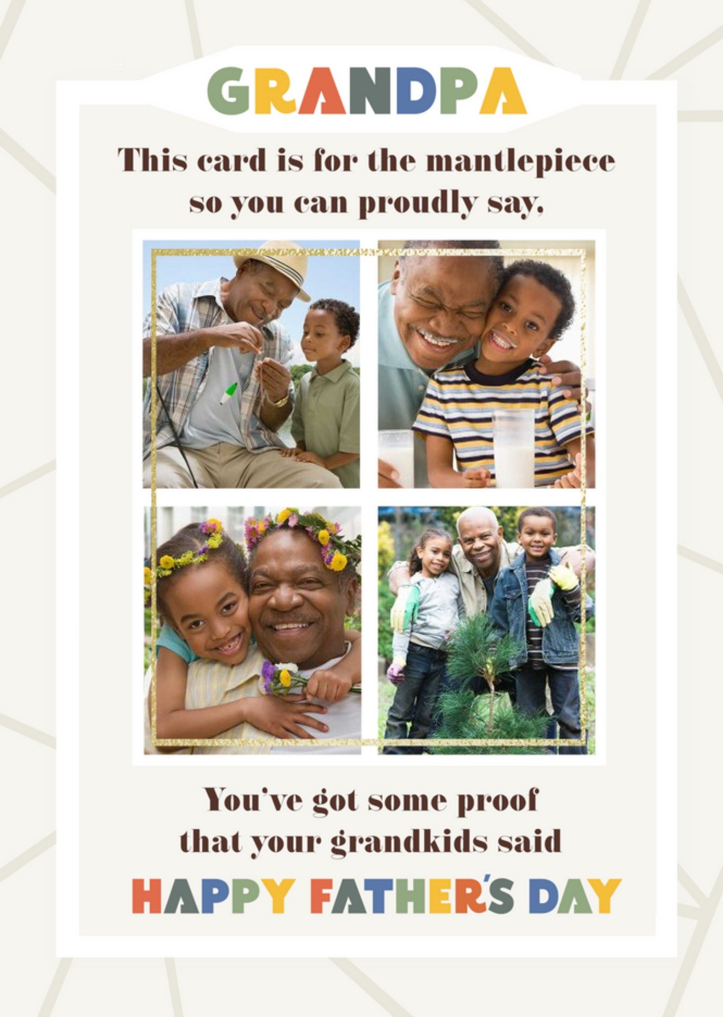 Moonpig Multiple Photo Frames With Colourful Text Grandpa's Photo Upload Father's Day Card Ecard