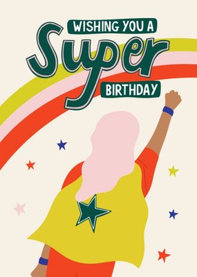 Illustrated Character In Cape Super Birthday Card
