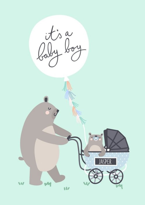 Bear Necessities Its A Boy Personalised Text Card
