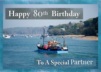 Alex Sharp Colourful Boat Photographic Travel Partner Birthday Card