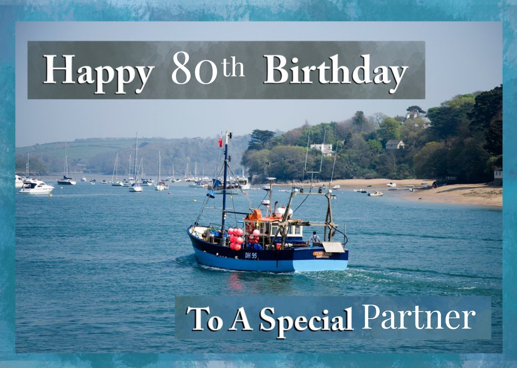 Moonpig Alex Sharp Colourful Boat Photographic Travel Partner Birthday Card Ecard
