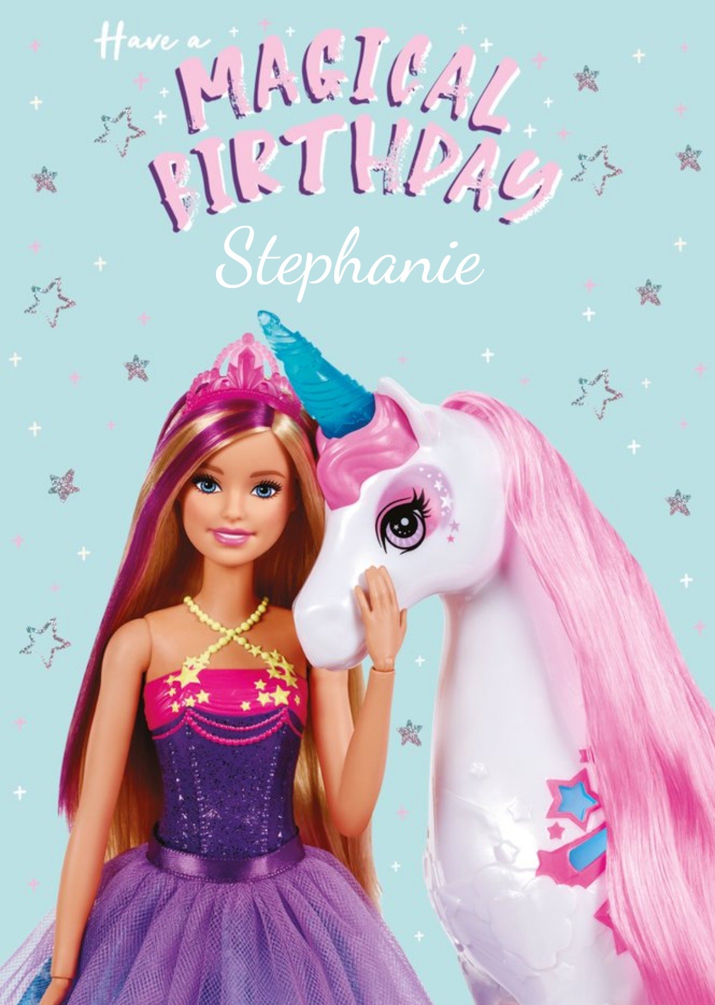 Princess Barbie And Unicorn Magical Birthday Card Ecard