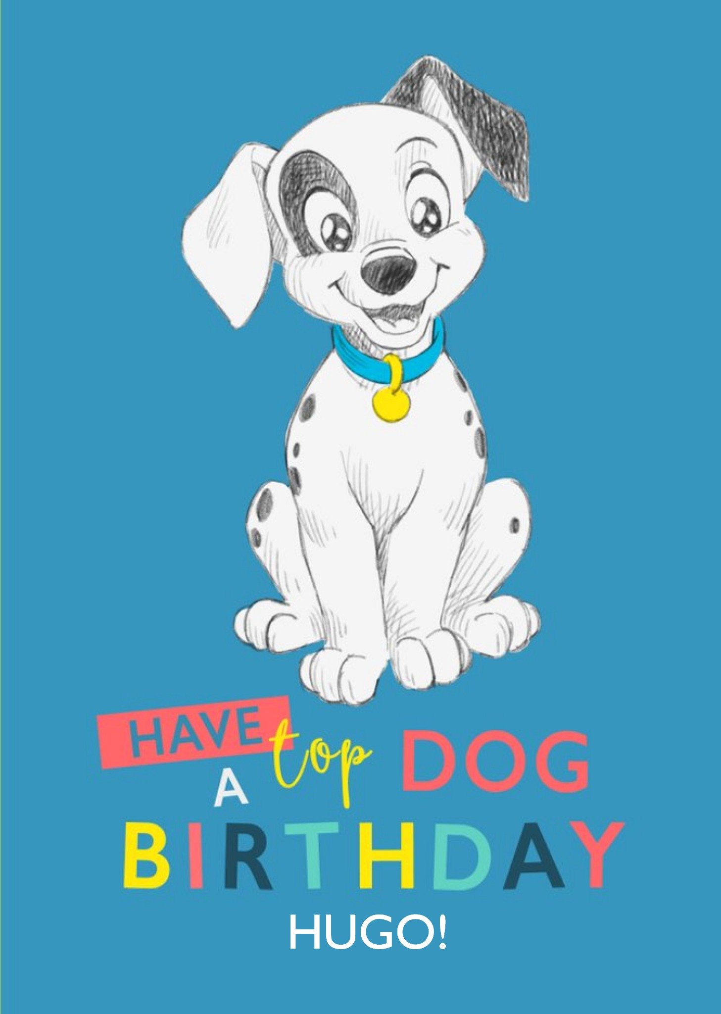 Disney Sketch Dalmatian Top Dog Birthday Card Ecard