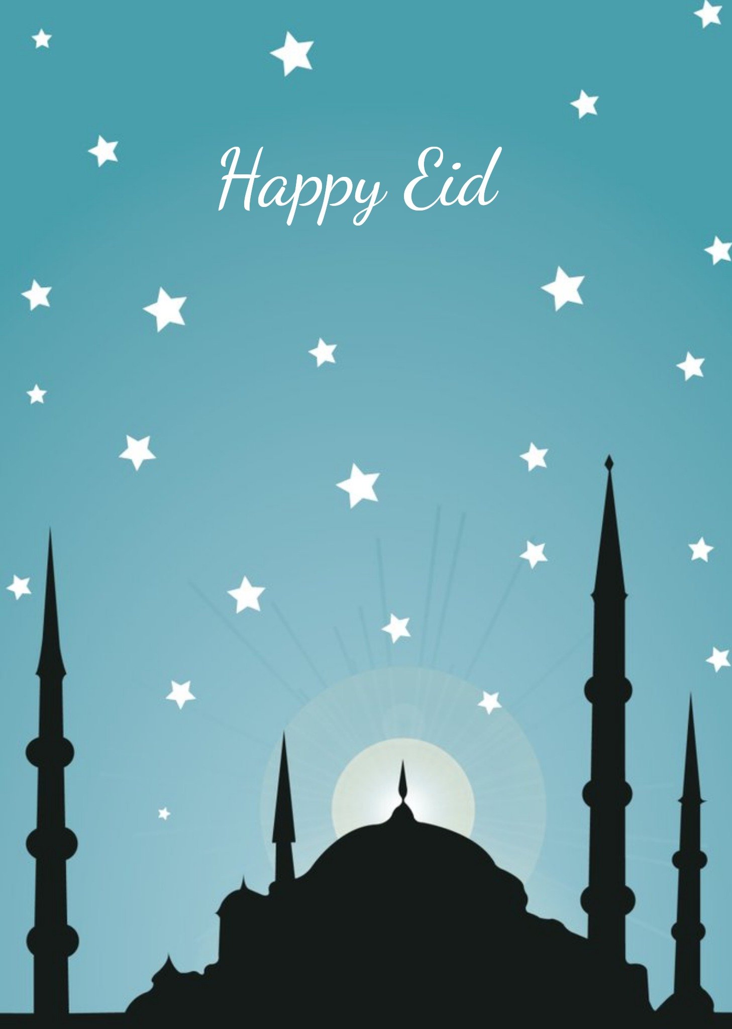 Starry Skyline Happy Eid Card Ecard