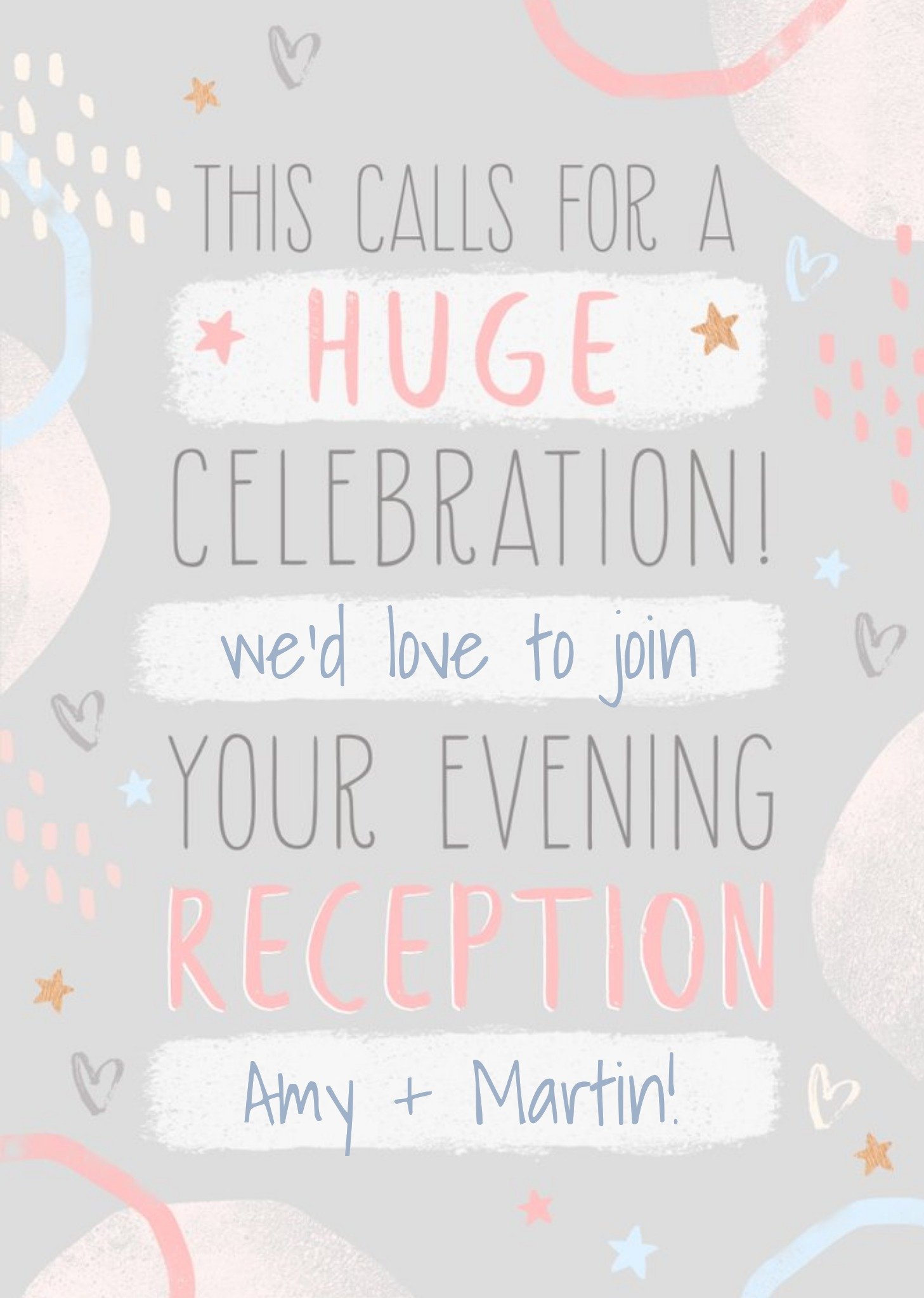 Moonpig Modern Evening Reception Wedding Acceptance Card, Large