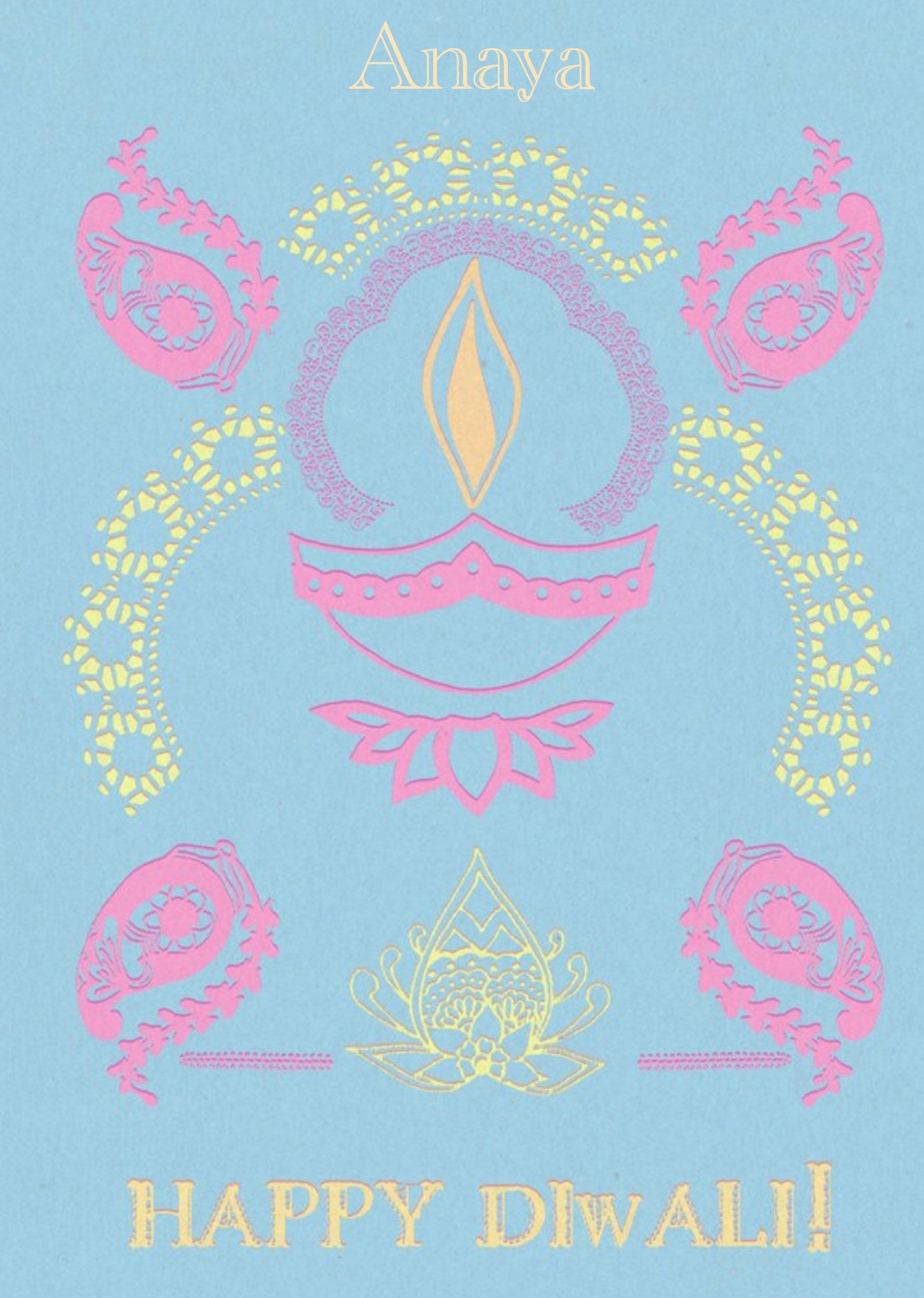 Moonpig Personalised Pastel Happy Diwali Card Ecard