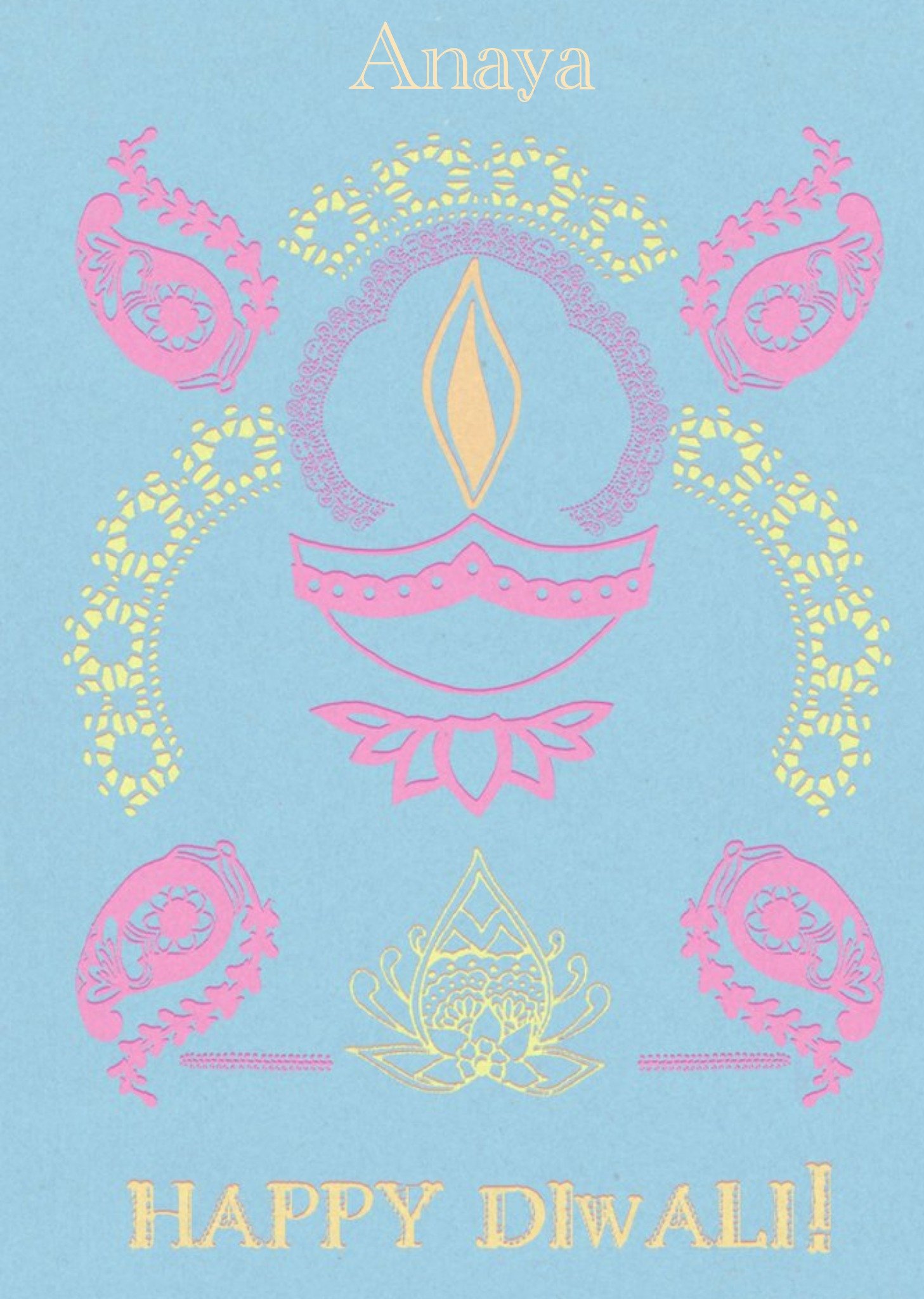 Personalised Pastel Happy Diwali Card