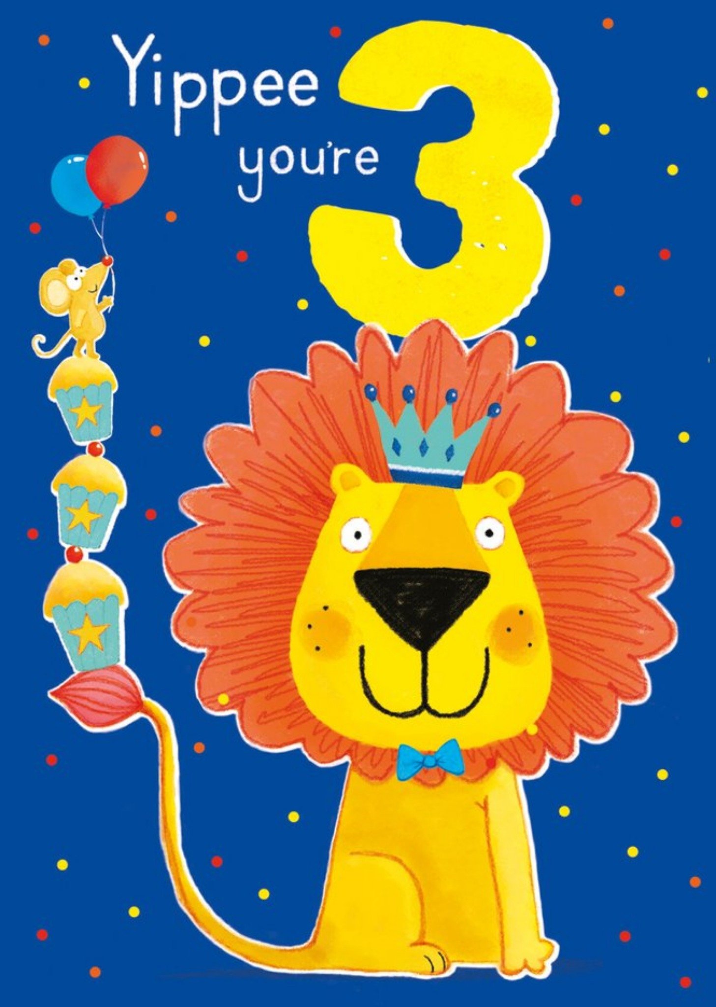 Yippee You're 3 Lion And Mouse Birthday Card