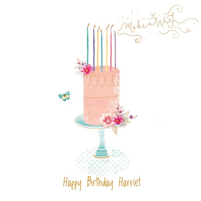 Gorgeous Decorated Cake Happy Birthday Card