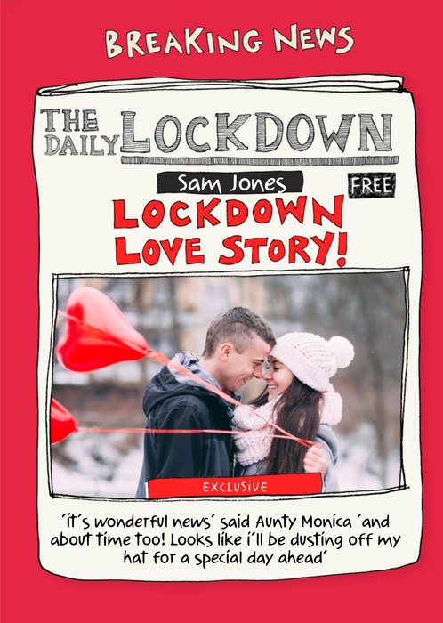 Funny The Daily Lockdown Love Breaking News Covid Photo Upload Engagement Card