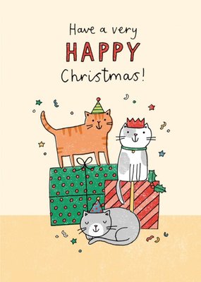 Have A Very Happy Christmas Cats and Presents Card