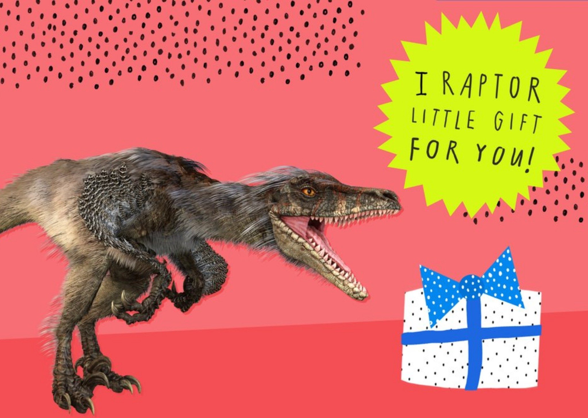The Natural History Museum I Raptor Little Gift Dinosaur Birthday Card, Large