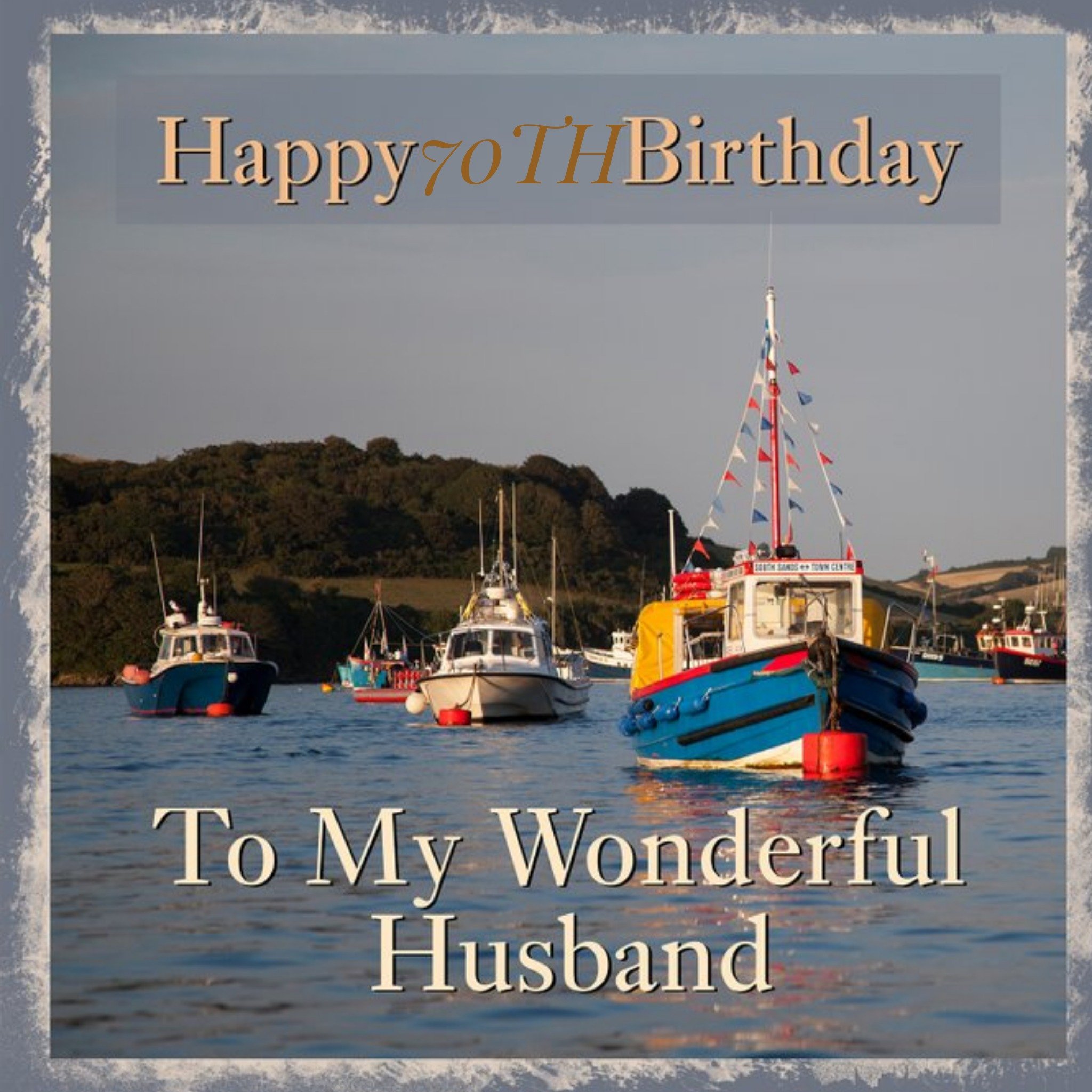 Alex Sharp Photography Boats Water Special 70th Husband Birthday Card, Square