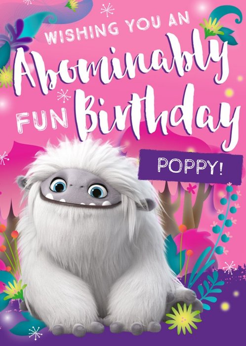 Universal Abominable Yeti personalised abominably fun birthday card