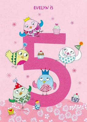 Owls 5th Birthday Card