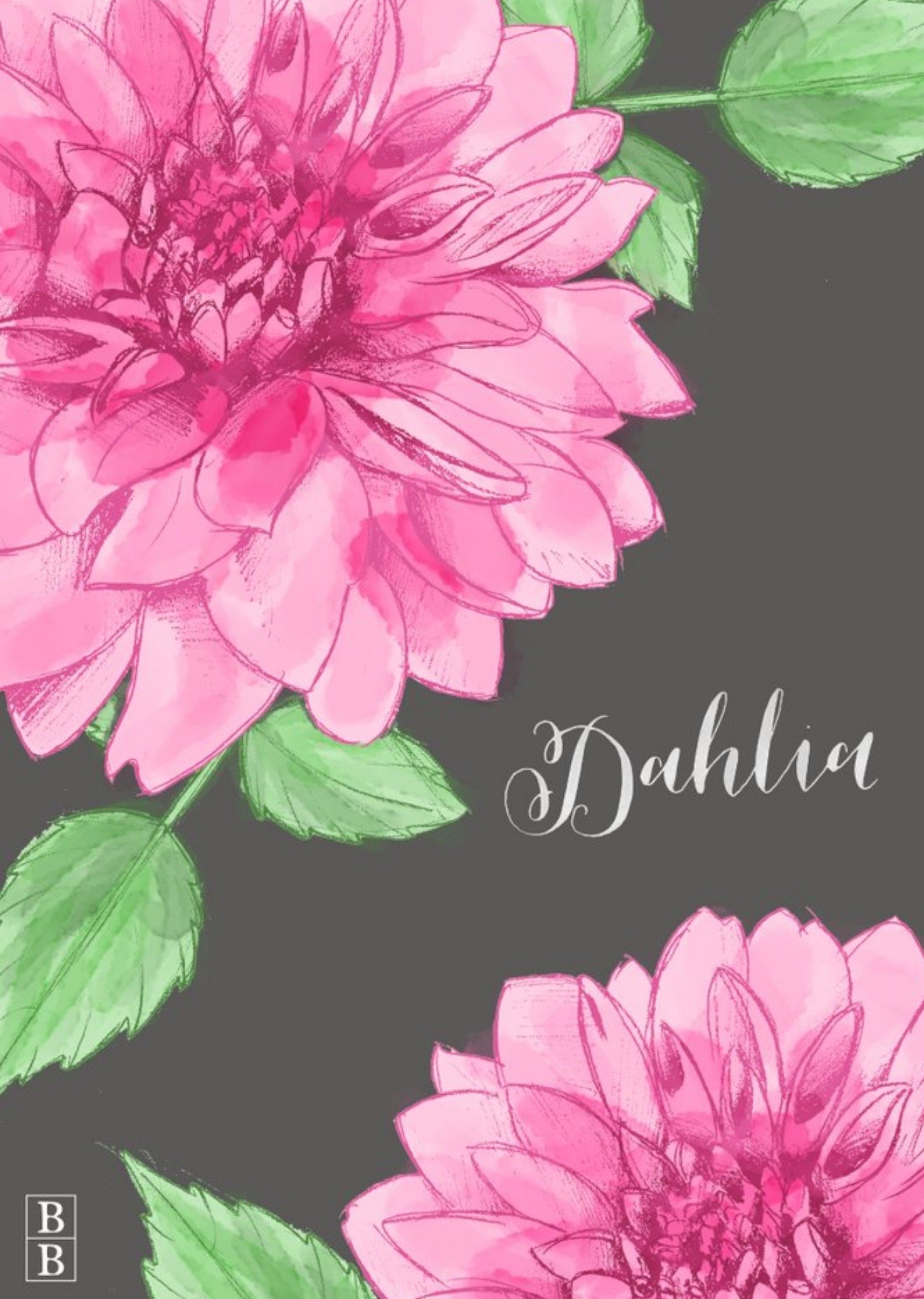 Moonpig Bright Pink Dahlia Flower Personalised Card, Large