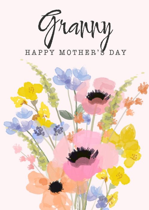 Happy Mothers Day Granny Flowers Floral Bouquet Mothers Day Card