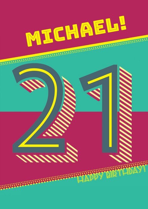 Typographic Birthday Card 21st Birthday