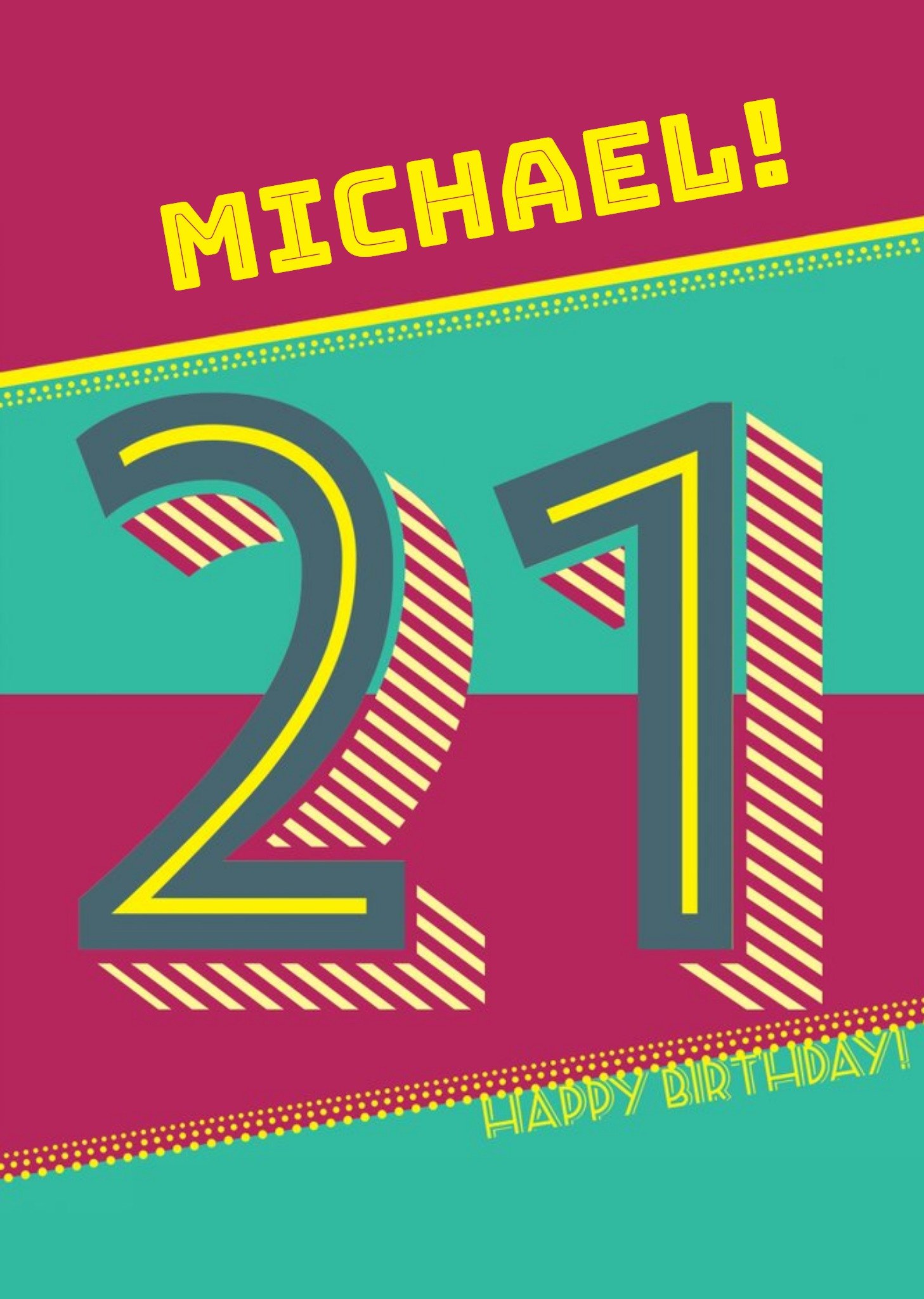 Moonpig Typographic Birthday Card 21st Birthday Ecard