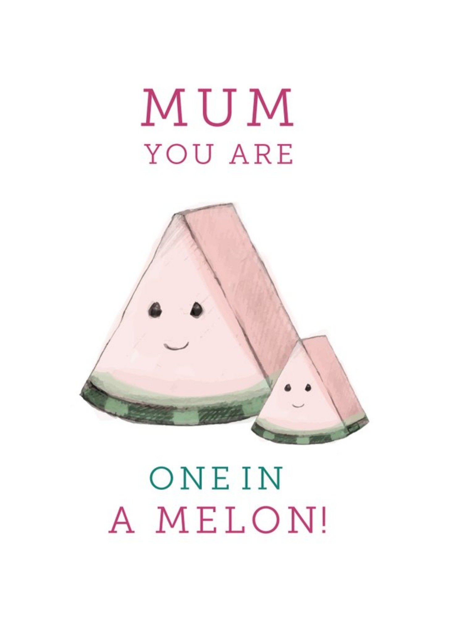 Illustration Of A Pair Of Melon Slice Characters Funny Pun Mothers Day Card Ecard