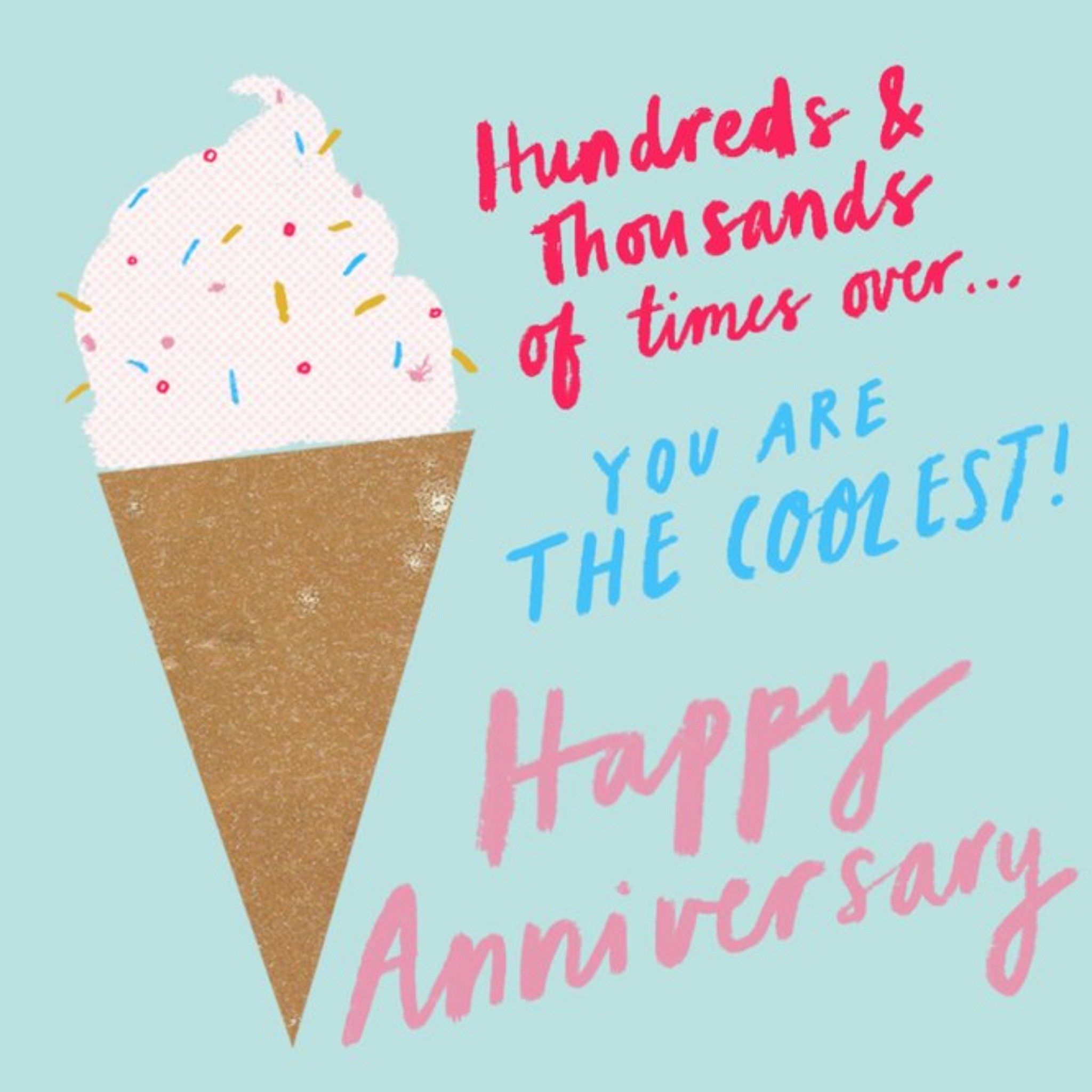 Katy Welsh Illustrated Ice Cream Anniversary Card, Square