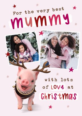 Moonpigs Cute Reindeer Pig Very Best Mummy Photo Upload Christmas Card
