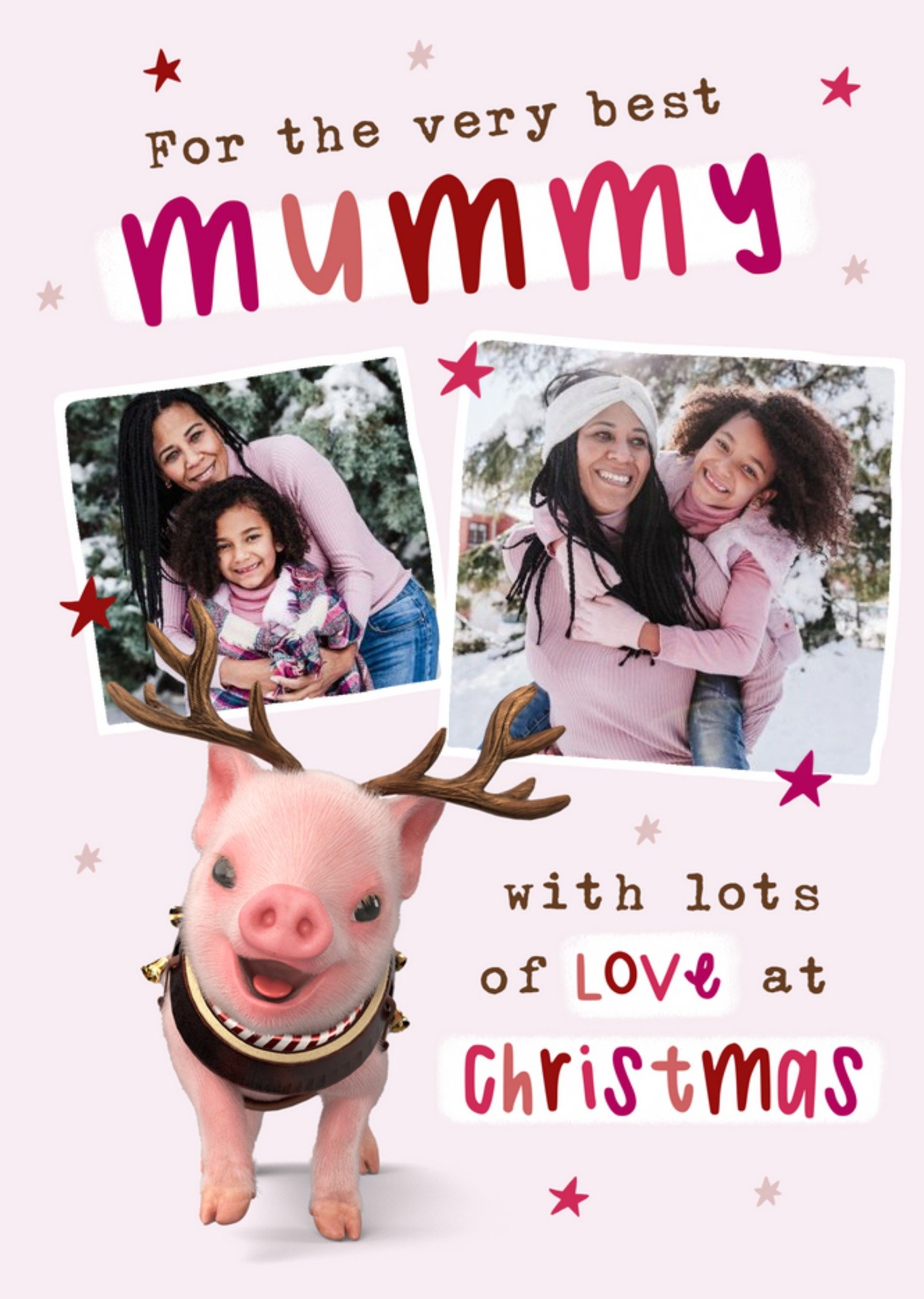 Exclusive s Cute Reindeer Pig Very Best Mummy Photo Upload Christmas Card