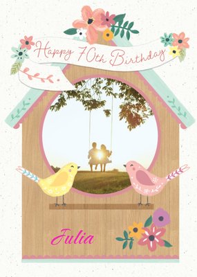 Happy 70th Birthday Bird photo upload card