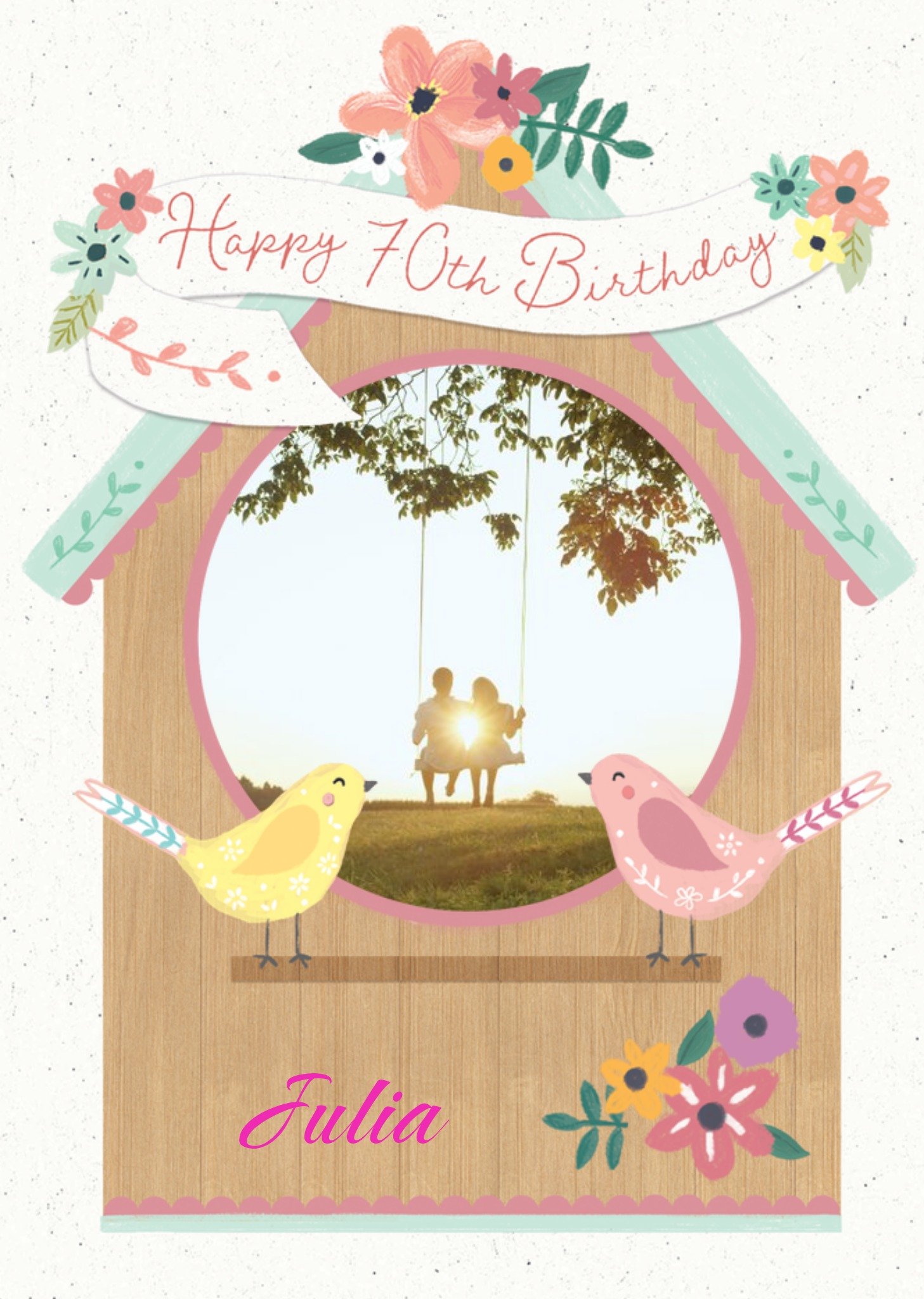 Happy 70th Birthday Bird Photo Upload Card Ecard