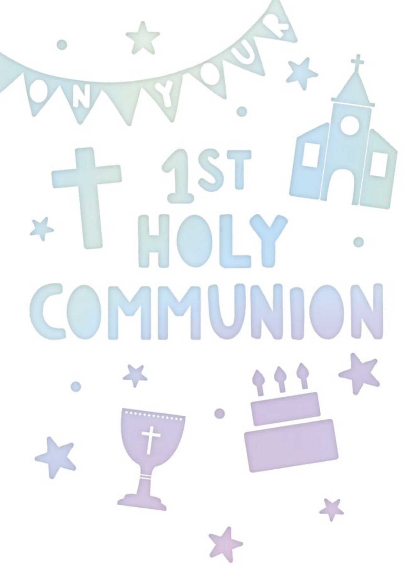 Clintons Illustrated Colourful First Holy Communion Card Ecard