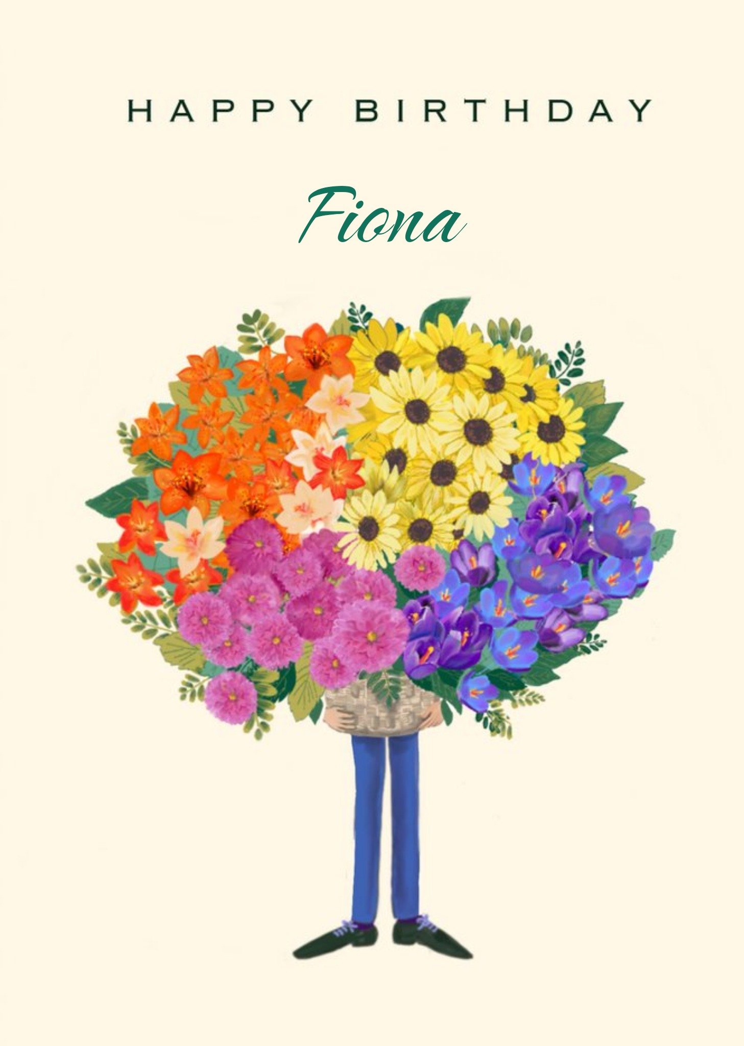 Illustrated Large Floral Bouquet Birthday Card Ecard