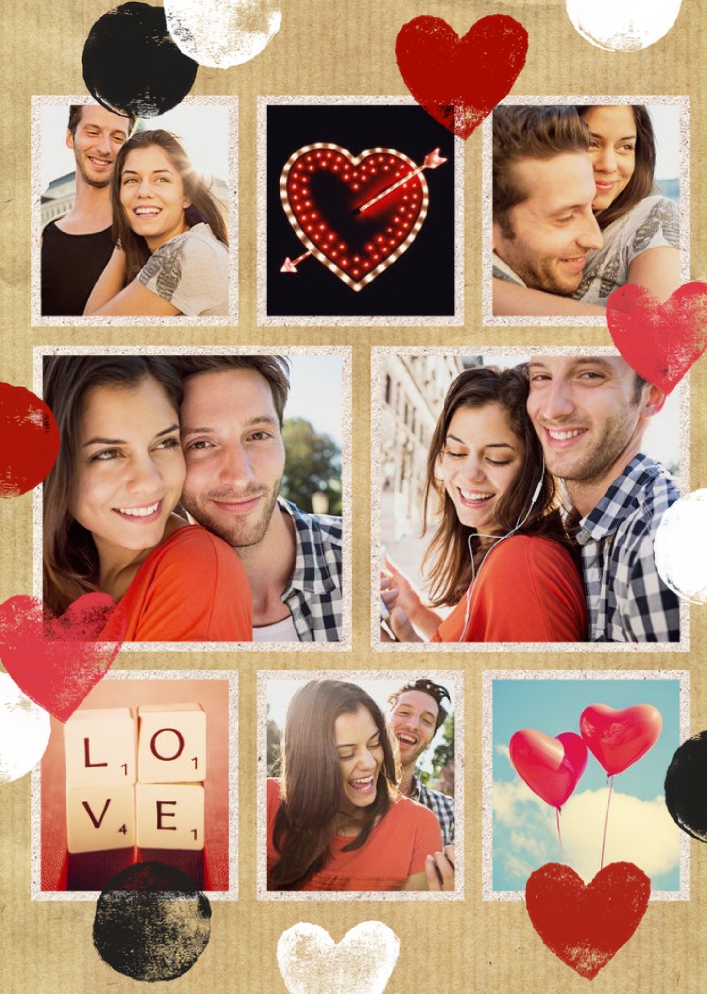 Painted Hearts Multi Photo Upload Valentine's Day Card Ecard