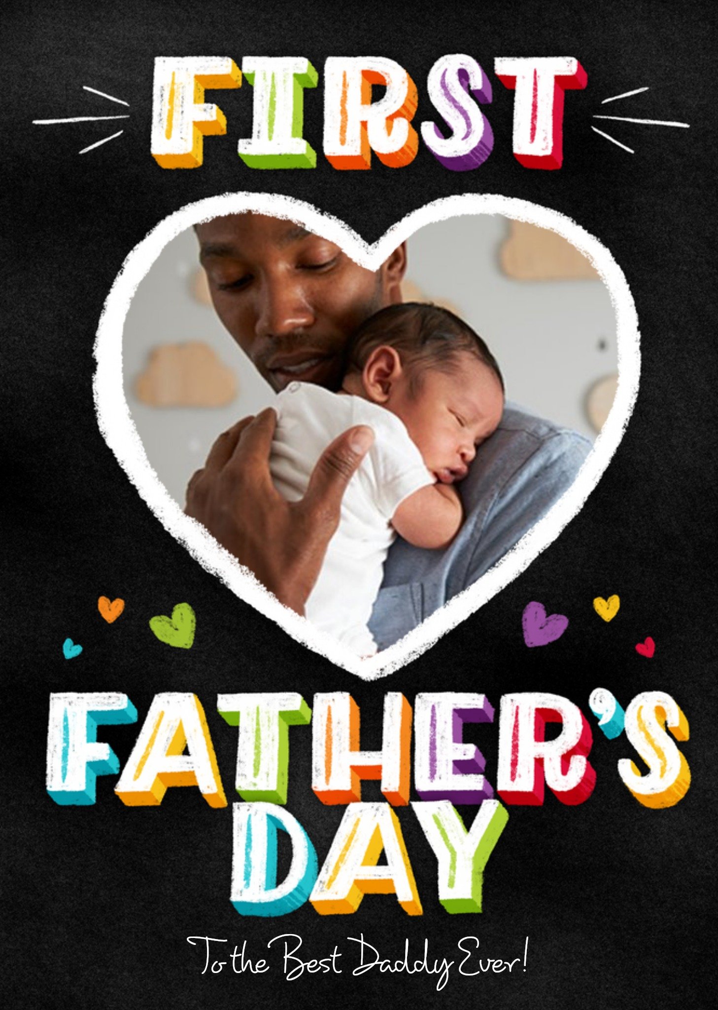 First Father's Day Heart Personalised Photo Card Ecard